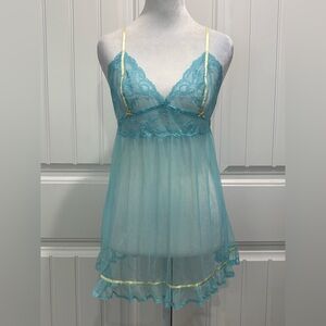 Elegant Blue Lace Chemise